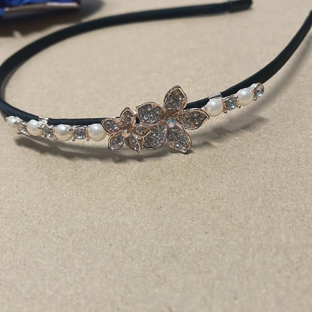 3 Head bands crown , red white & blue, rose gold colored jeweled & blue …